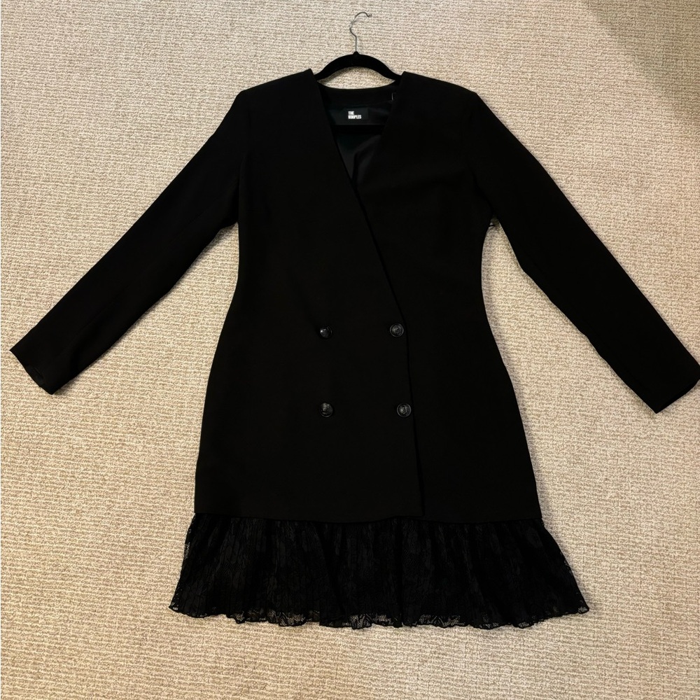 Elegant Black Double-Breasted Dress